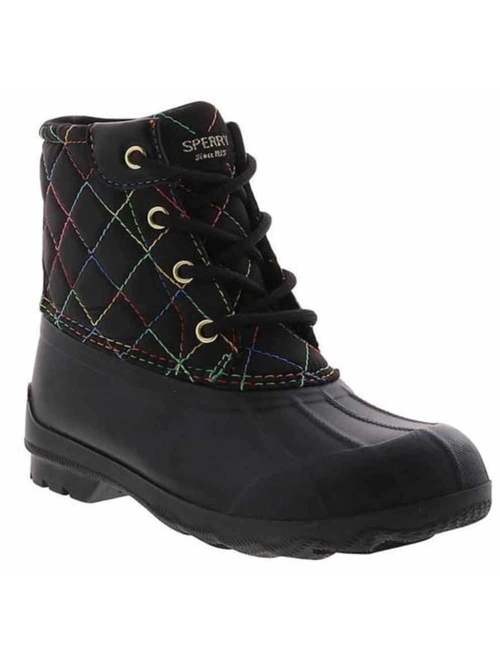 Sperry NIB Port Rainbow girls’ weather boots in black, size 11M Little Kids